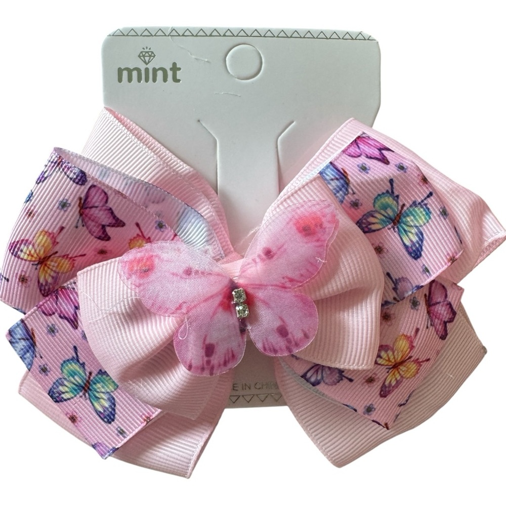 Mint Light Pink Butterfly Large 4” Bow Hair Clip NWT 3/$15✨